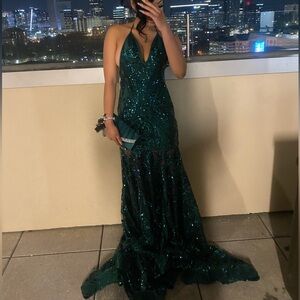 Elegant Green Sequin Gown